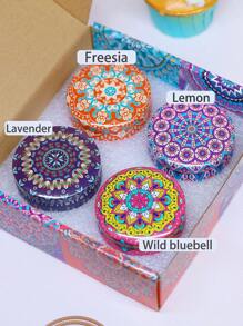 1 pezzo/4 pezzi di candele profumate (6 profumi: gelsomino, legno di sandalo, giglio della valle, lavanda, vaniglia, campanellino blu), candele decorate a mano per le vacanze, per il sollievo dello stress, relax, bagno, yoga e regali per le vacanze