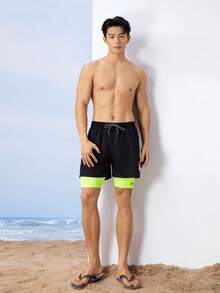 361degree 2-1 Beach Shorts For Men With Pockets, Swimming,Sufing,Outdoor Actives,Daily Wearing,One Or Two Size Larger Is More Recommended - Green - View 3