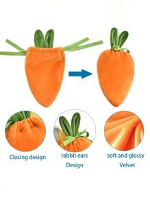 1 件/3 件/6 件复活节胡萝卜兔子礼品袋、复活节篮子填充物、兔耳胡萝卜形天鹅绒束口袋、生日派对用品、复活节装饰 - 彩色 - 查看 4