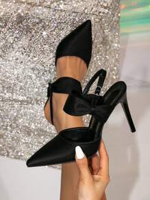 女士新款黑色尖头高跟鞋，优雅派对鞋，细跟法式闭趾露趾凉鞋，春夏秋季，优雅，女士高跟鞋，优雅
