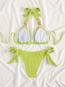 Conjunto de bikini de estilo europeo y americano nuevo para mujer, ideal para vacaciones de verano en la playa