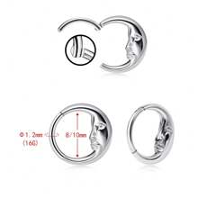 SENLANSP 1-3 pièces Anneau de septum, anneau de nez, anneau de lèvre, spirale d'hélix d'oreille, bijoux de piercing corporel de style européen en acier inoxydable 8/10mm avec design de lune et d'homme âgé, convient comme cadeau de vacances - boucles d'oreilles - Voir 4