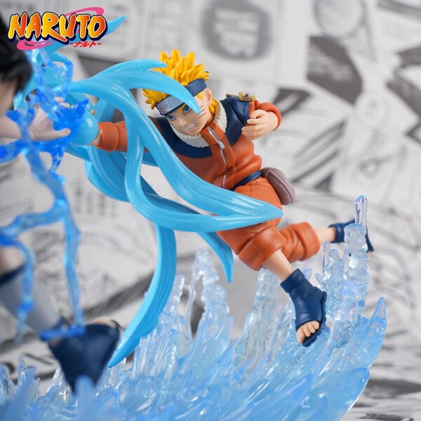 Crunchyroll Officially Licensed Uzumaki &Uchiha Sasuke Combo Battle Anime Figure Scene Ornaments, Anime Cartoon Action Figure Collectible Statue Model, Doll Toys, Gifts For Anime Fans