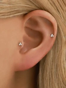 1 chiếc khuyên môi hình tam giác bằng bạc Sterling 925 | Khuyên môi phẳng ít gây dị ứng | Thích hợp cho nữ giới đeo hàng ngày (Bán lẻ, không phải bán theo cặp) - Nhiều màu - Xem 8