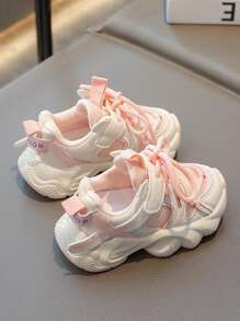 Infant Color Block Cute Pink Sport Casual Shoes, Soft Comfortable Non-Slip - Pink - View 4