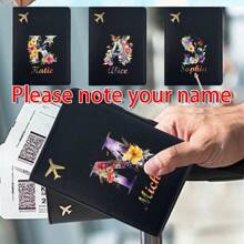 Customized Name Leather Passport Cover RFID Blocking Travel Organizer Slim Wallet Coin Purse ID Card Case Waterproof Business Accessories Personalized Ultra Slim Protector DIY