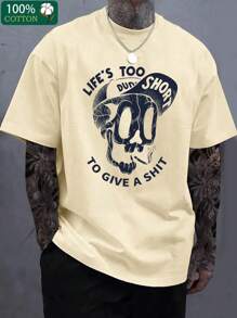 (Loai Style), Printed Letters, Boutique 220g Padded Cotton T-Shirt, Men's Fashion Casual Cotton T-Shirt, Short-Sleeved T-Shirt.