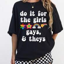 Hazlo por las chicas, camiseta para gays y para ellas, camiseta femenina, camiseta LGBTQ, camiseta arcoíris, derechos de las personas trans, orgullo, bisexual, gay, el amor es amor - Negro - Ver 1
