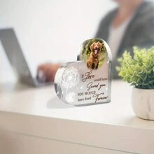 Personalized Pet Memorial Acrylic Heart Plaque - Curved Heart-Shaped Remembrance Keepsake For Pets-5 Styles ,Loss Of Dog Or Cat Sympathy Tribute, Customizable Desk Decor Celebrating Beloved Animals - For Pet Lovers - Memorial Gift For Pet Loss