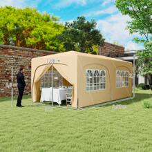 Outsunny 3 X 6m Outdoor Garden Gazebo, Pop Up Folding Gazebo, Adjustable Height, Carry Bag & Sandbags, UPF50+ Protection, Folding Marquee For Camping, Festival, Patio, Sand - 卡其色 - 查看 4
