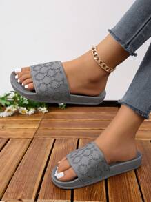 Dép nhựa đế cao su đàn hồi thời trang mới dành cho nữ, mềm mại thoải mái, nhẹ, bền, đi lại dễ dàng, chống sốc, đi trong nhà - Xám - Xem 11