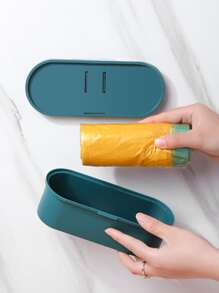 1pc No-Drill Garbage Bag Holder, Wall Mounted Portable Kitchen Storage Box For Storing Trash Bags, Super Sticky - Multicolor - View 4