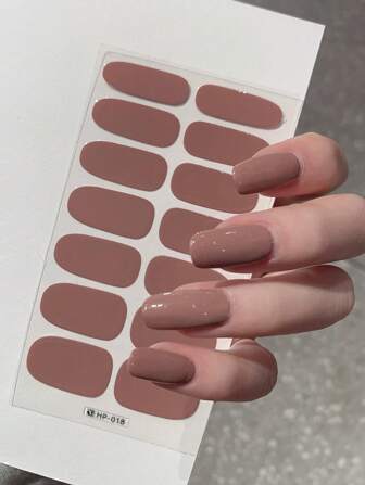 1pc New Solid Color Nail Stickers, Full Nail Wraps, Waterproof Peel-Off Nail Art Stickers, Women Nail Decals, Self-Adhesive Nail Stickers, Easy To Use, Suitable For Holiday, Party, Birthday Gift