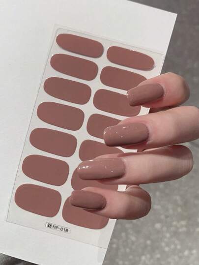 1pc New Solid Color Nail Stickers, Full Nail Wraps, Waterproof Peel-Off Nail Art Stickers, Women Nail Decals, Self-Adhesive Nail Stickers, Easy To Use, Suitable For Holiday, Party, Birthday Gift