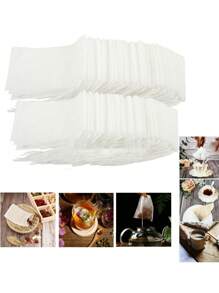 100PCS Multi-Purpose Thickened Tea Bag, Non-Woven Drawstring Packaging Bag, Kitchen Sink Strainer, White Strainer Bag, Kitchen Gadgets - Sink, Coffee, Tea, Herbs, Spices, Jewelry Packaging And Gift Bundle Back To School - Multicolor - View 1