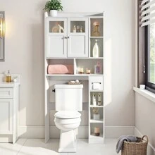 Ktaxon Over Toilet Bathroom Storage Cabinet  With 2 & 3 Storage Shelves Space Saver, White - White - 31.49'' W - View 6