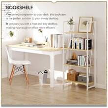 No-Assembly Folding Bookshelf Storage Shelves 4 Tiers Vintage Bookcase Standing Racks Study Organizer Home Office (Natural And White)