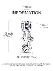 Silver Plated Charm Hand In Hand Love Valentine's Day Pink Pendant Charm Pendant Ball Suitable For Bracelets DIY Women's Jewelry - Silver - View 4