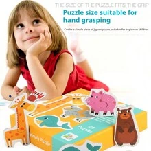1 Box Of Children's Matching Puzzle Animals, Transportation Fruits, Vegetables, Wooden Simple Early Education Enlightenment Puzzle Toys - Multicolor - View 4