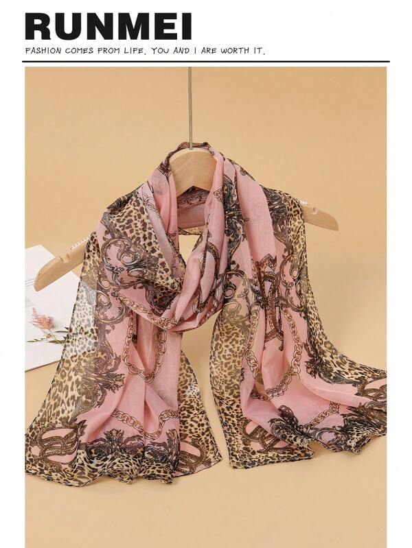 1 buc eșarfă vintage de lux versatilă din șifon decorată cu lanț, cadou de sărbători pentru rochie