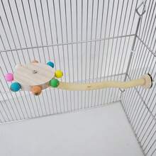 1 pieza Soporte curvo giratorio con cuentas de colores aleatorios para pájaros, adecuado para todas las estaciones