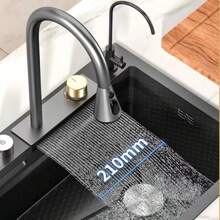 Fregadero De Cocina De Acero Inoxidable Con Accesorios 80x45 - Negro - Ver 2