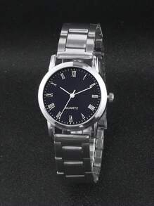 1pc Casual Chic Metal Black Dial Small Quartz Watch, Gift For Kids, Suitable For Ramadan And Daily Wear - Black - View 2