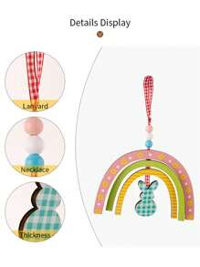 1 pièce Panneau en bois classique de lapin de Pâques et arc-en-ciel - Plaque décorative de table pour la ferme, le salon, la chambre, la salle à manger - Décoration de fête polyvalente, idéale pour les célébrations de printemps en intérieur et en extérieur, décorations extérieures