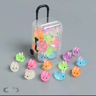 Mini Handbag Toy, Colorful Resin Glow-In-The-Dark Cute Rabbit Decor Accessories, Birthday Surprise Toy For Decorating Aquarium, Garden, Miniature Landscape, Toys, Flowerpots, DIY Crafts, New Year & Festival Gifts, Event Prizes (Random Color)