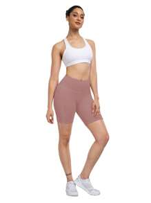 3pcs/Set Women's Outdoor Sports Tight Shorts, High Waisted Slimming Tummy Control Running Cycling Yoga Shorts With Pockets, Spring/Summer - Multicolor - View 4