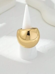 1 件夸张宽泡泡球圆形切片液体熔岩金属饰面戒指，泪珠开口圆顶高端女士日常/派对/节日戒指 - 圓球 - 查看 5