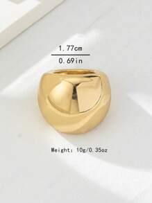 1 件夸张宽泡泡球圆形切片液体熔岩金属饰面戒指，泪珠开口圆顶高端女士日常/派对/节日戒指 - 圓球 - 查看 3