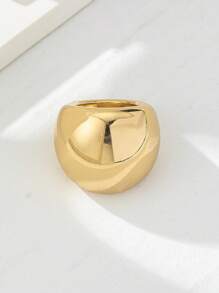 1 件夸张宽泡泡球圆形切片液体熔岩金属饰面戒指，泪珠开口圆顶高端女士日常/派对/节日戒指 - 圓球 - 查看 2