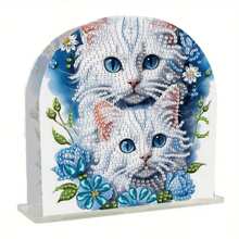 1pc Cute Dog & Cat Pattern DIY Diamond Painting Tissue Box Cover, Unique Crystal Rhinestone Design, Great For Home Decor, Desktop Accessory And Various Occasions