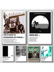 1 件复古《The Neighbourhood Wiped Out》专辑音乐封面简约艺术海报帆布画墙面印刷画房间家居装饰无框架 - 彩色 - 查看 2