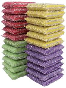 2-Sided Reusable Kitchen Sponges - 5/10/20/32 Pcs, Thick , Suitable For Dish And Utensil Scrubbing, Machine Washable, Dish Sponge Pads For Kitchen Cleaning - Multicolor - View 6