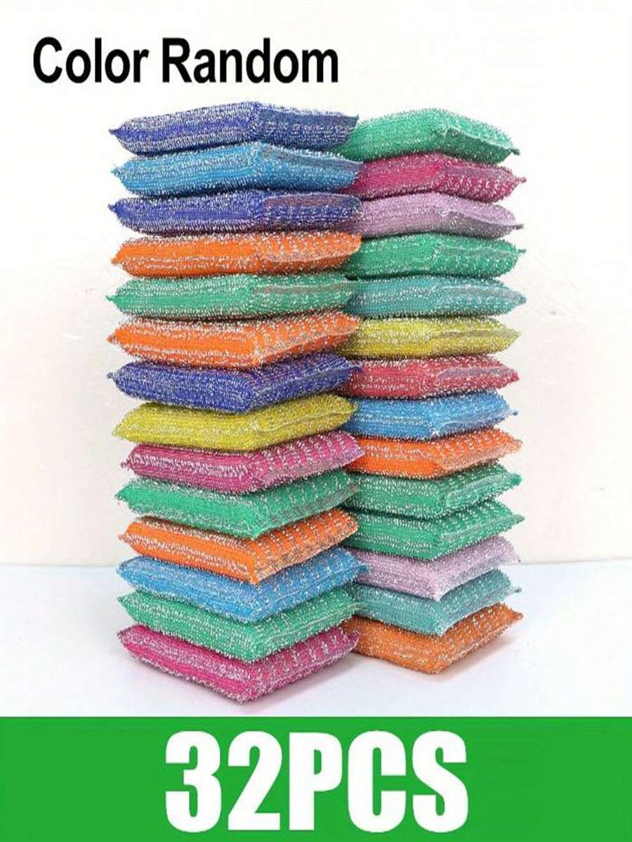 2-Sided Reusable Kitchen Sponges - 5/10/20/32 Pcs, Thick , Suitable For Dish And Utensil Scrubbing, Machine Washable, Dish Sponge Pads For Kitchen Cleaning - Multicolor - View 1