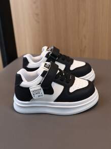 1 Pair Toddler Girls' Colorblock Outdoor Sports Shoes, Non-Slip Comfortable Casual Sneakers, Soft Bottom Tennis Shoes Suitable For Babies Outdoor/Travel/Walking - Black - View 5