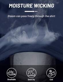 FASBUCO Men's Hooded UPF 50+ Sun Protection T Shirts Long Sleeve Athletic Fishing Shirts Rash Guards - Navy Blue - View 4