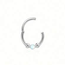 BESTEEL 1PC 16G Septum Clicker Inel din oțel inoxidabil 316L Septum Inel CZ Opal Cartilage Helix Tragus Hoop Cercei Daith Segment cu balamale Clicker Inel Zirconiu Inele pentru nas Cerc 10MM Bijuterii piercing nas