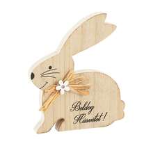 Adornos de conejo de Pascua, figuras de madera, adornos de escritorio para el hogar y las vacaciones. - Marrón claro - Ver 1