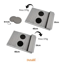 Kit 2 Cup Holder Tray With Control Holder Mat For Sofa Armrest - Grey - View 2