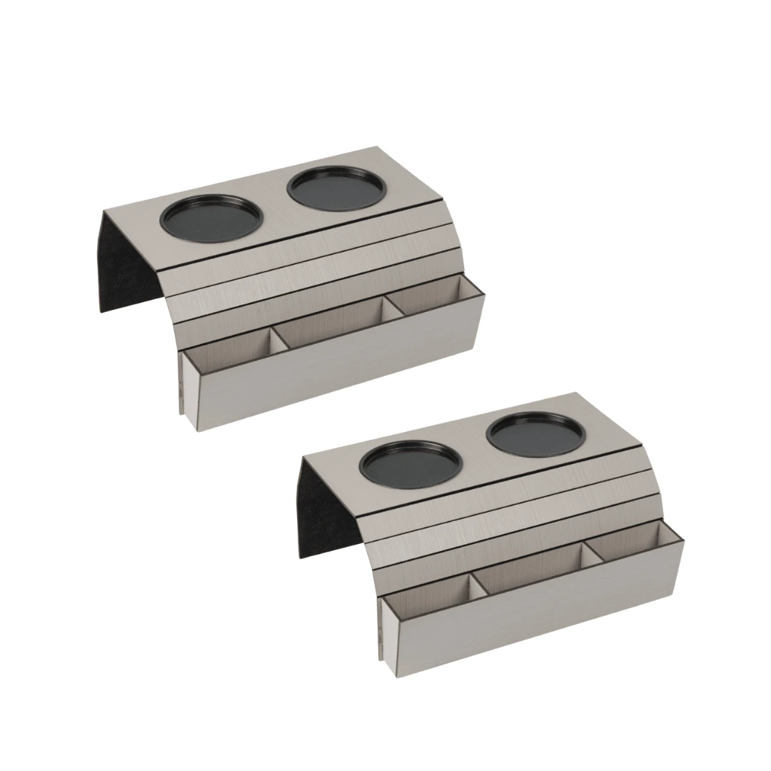 Kit 2 Cup Holder Tray With Control Holder Mat For Sofa Armrest - Grey - View 1