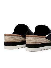 Women's Outdoor Platform Sandals Slip-On Espadrille Bohemia Wedge Sandals Comfort Dressy Open Toe Canvas Slides For Walking Beach Vacation Summer Shoes - 黑色 - 查看 7