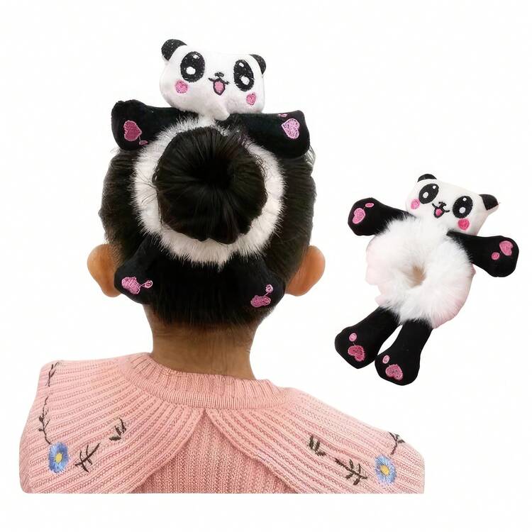 1pc/Set Furry Hair Scrunchie For Kids, Plush Hair Accessories Autumn/Winter - Multicolor - View 3
