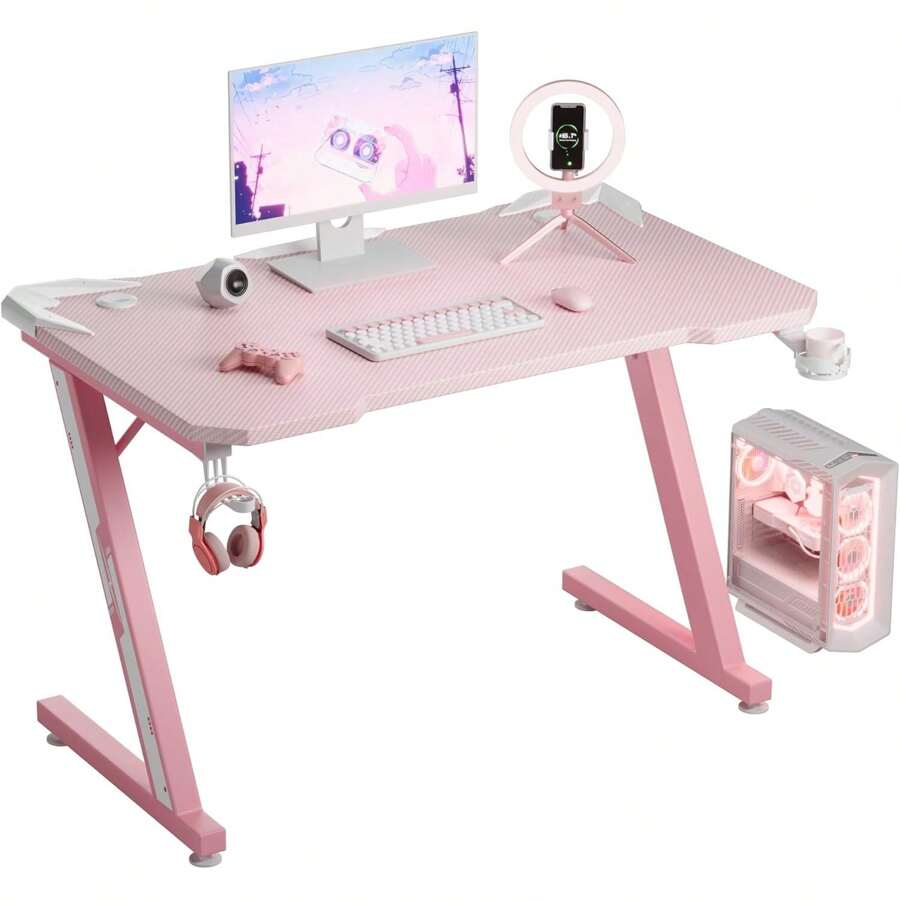 Gaming Desk Computer Desk Z-Shaped Gaming Table With Carbon Fibre ...