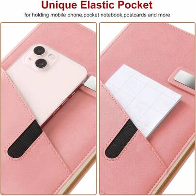 Diario de Cuero Rayado A5 con Bolígrafo, Cuaderno de Tapa Dura Recargable de 240 Páginas, con Bolsillo y Hebilla Magnética, Papel de 80gsm, para Hombres y Mujeres, Gran Regalo