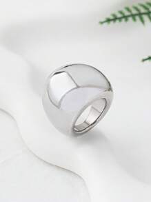 1 件夸张宽泡泡球圆形切片液体熔岩金属饰面戒指，泪珠开口圆顶高端女士日常/派对/节日戒指 - 圓球 - 查看 6