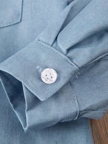 Baby Girls Autumn Warm T-Shirt, Toddler Denim Letter Print Long Sleeve Blouse Top