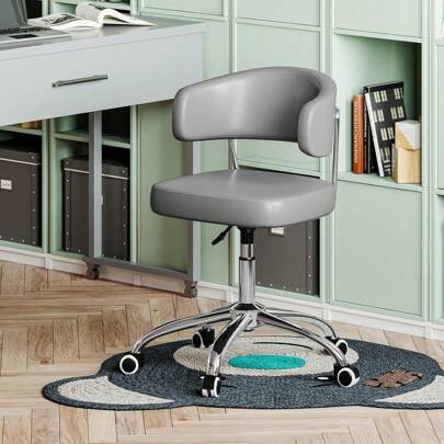 PU Swivel Office Chair,Height Adjustable Ergonomic Desk Chair,Armless Computer Chair For Adults,Office/Bedroom/Home Furniture